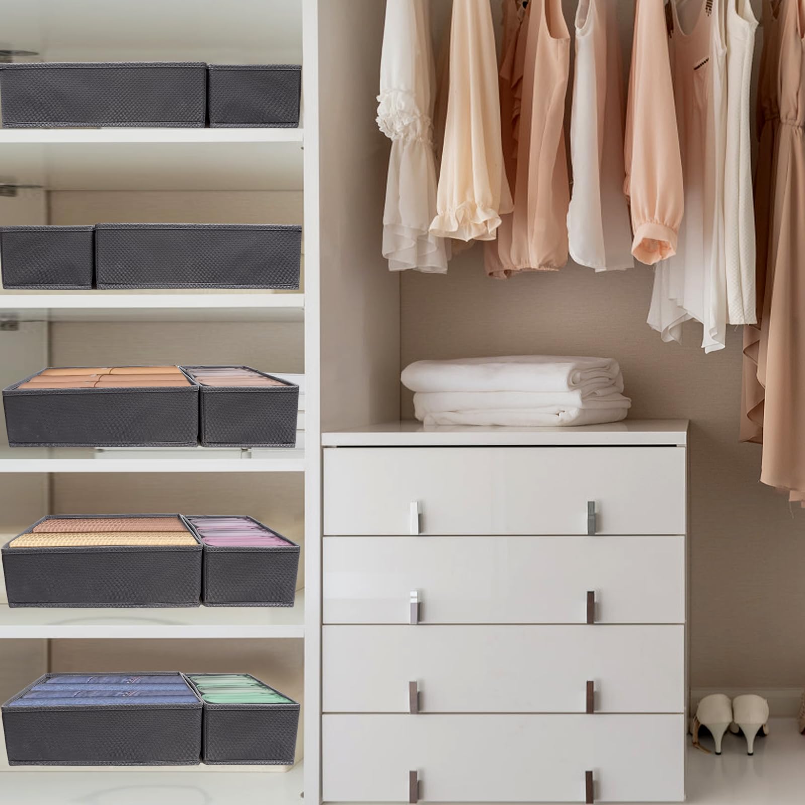 Organizer Cassetti 12 Pezzi - Divisori Pieghevoli Per Biancheria E Accessori - Foto 6