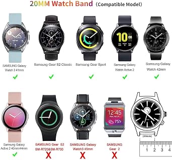 12 Pack Bands Compatible with Samsung Galaxy Watch 7/FE/ 6/5/4 40mm 44mm,6 4 Classic 43mm 47mm 42mm 46mm,5 Pro 45mm,Active 2 Band,3 41mm,Gear Sport,20mm Soft Silicone Wristband Sport Straps Women Men