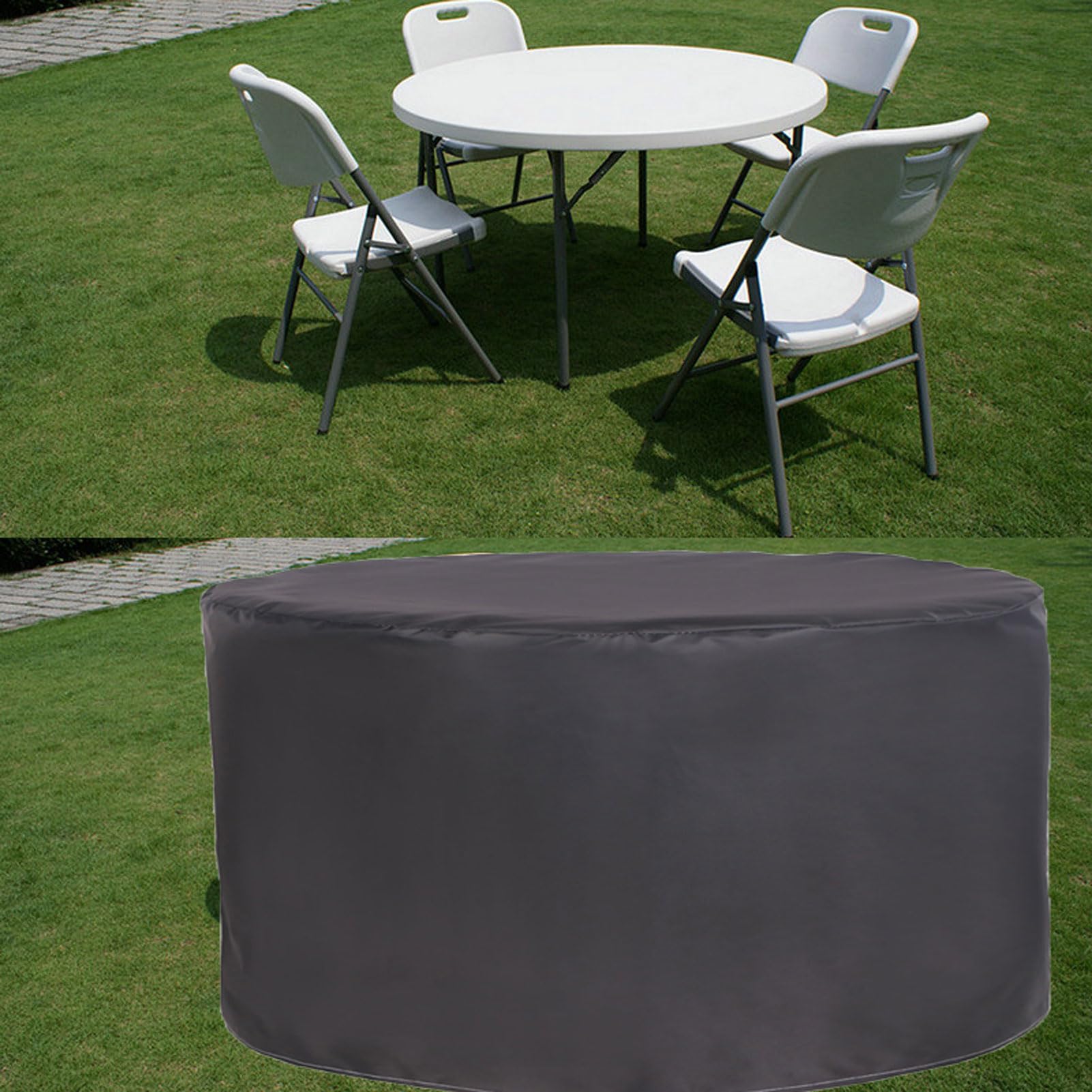 Housse de table de jardin imperméable ronde 100 x 100 cm, différentes tailles 420D Oxford, pour meubles d'extérieur, chaises, tables
