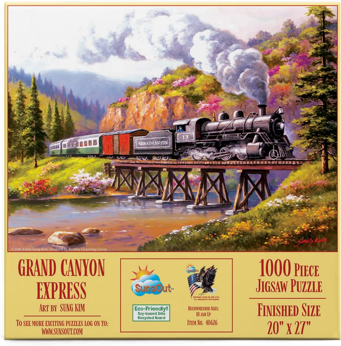 SUNSOUT INC - Grand Canyon Express - 1000 pc Jigsaw Puzzle by Artist: Sung Kim - Finished Size 20" x 27" - MPN# 40626