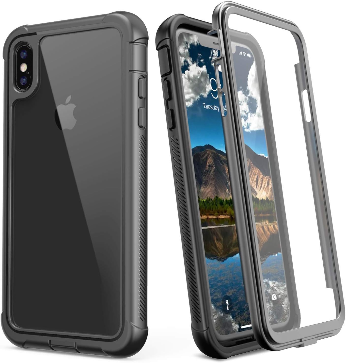 JUSTCOOL iPhone XS Max Case, Clear Full Body Heavy Duty Protection with Built-in Screen Protector Shockproof Rugged Cover for iPhone Xs Max Case (Not for iphone XR/XS/X) (2018) 6.5 Inch