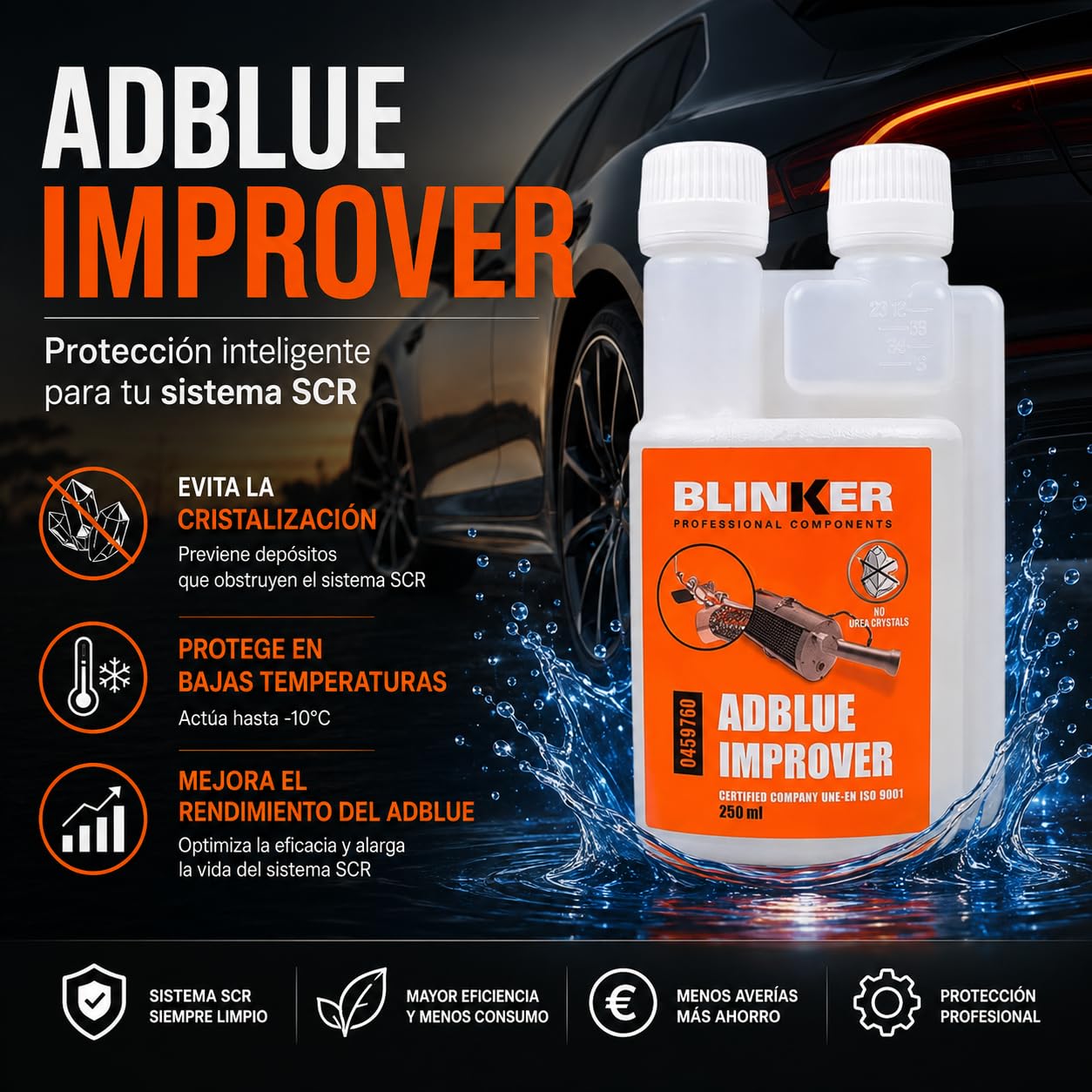 Blinker Adblue Improver, anti cristallisant Adblue, additif moteur diesel Adblue, nettoyant injecteur Adblue, 250 ml (= 120 L d'Adblue)