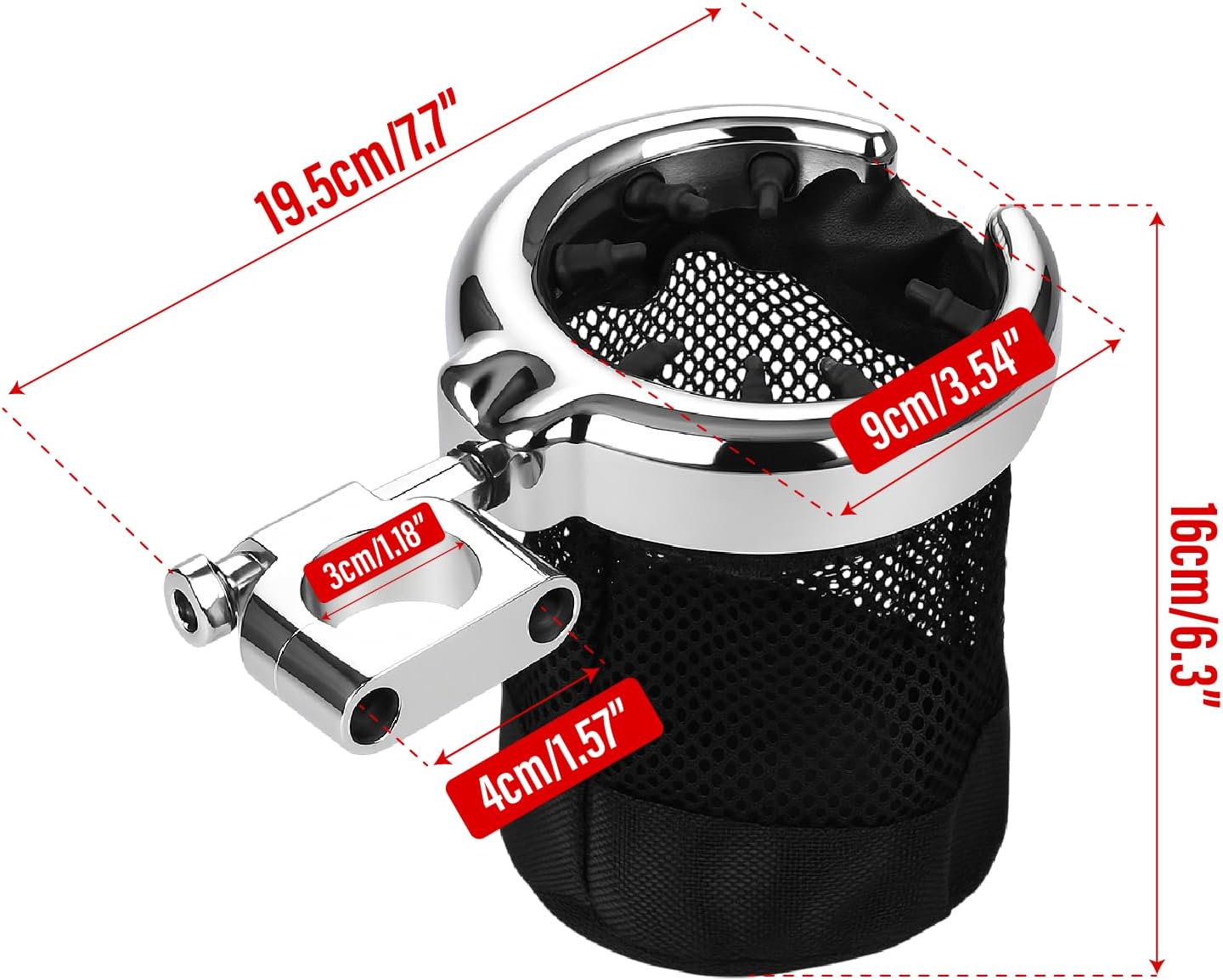 Motorcycle Drink Holder 1.25'' Handlebar Universal Cup Holder Handlebars Mount Cupholder with 360° Swivel Ball-Mount Large Basket Metal Holders Fit for Harley Davidson Touring Softail Sportster Dyna