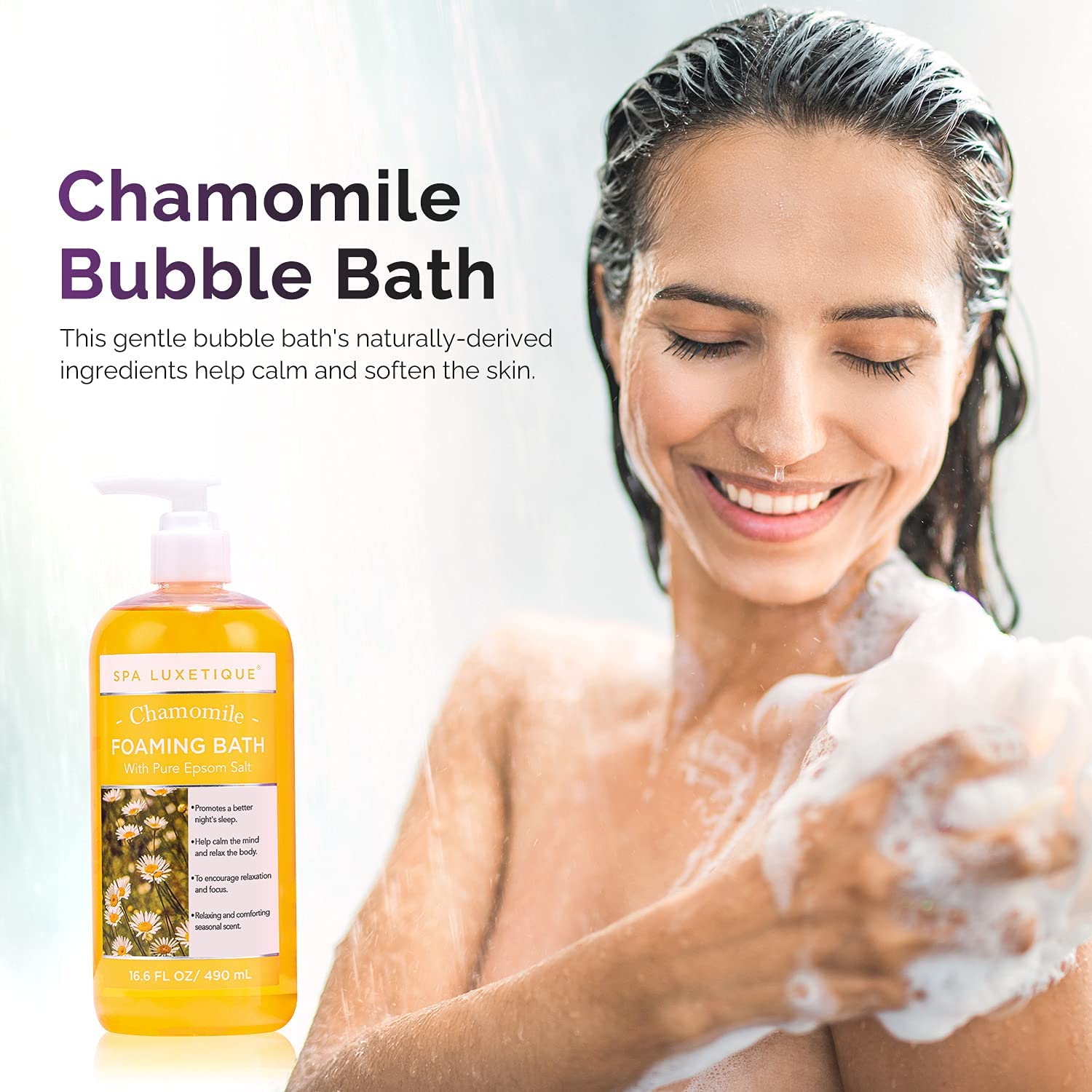 Bubble Bath, Spa Luxetique Foaming Bath for Women with Pure Epsom Salt, Bath Sets Rose and Chamomile Scent, Christmas Gifts, Moisturizing and Relaxing Spa Gifts for Women, 33.2 Oz (2 Pack) : Beauty & Personal Care