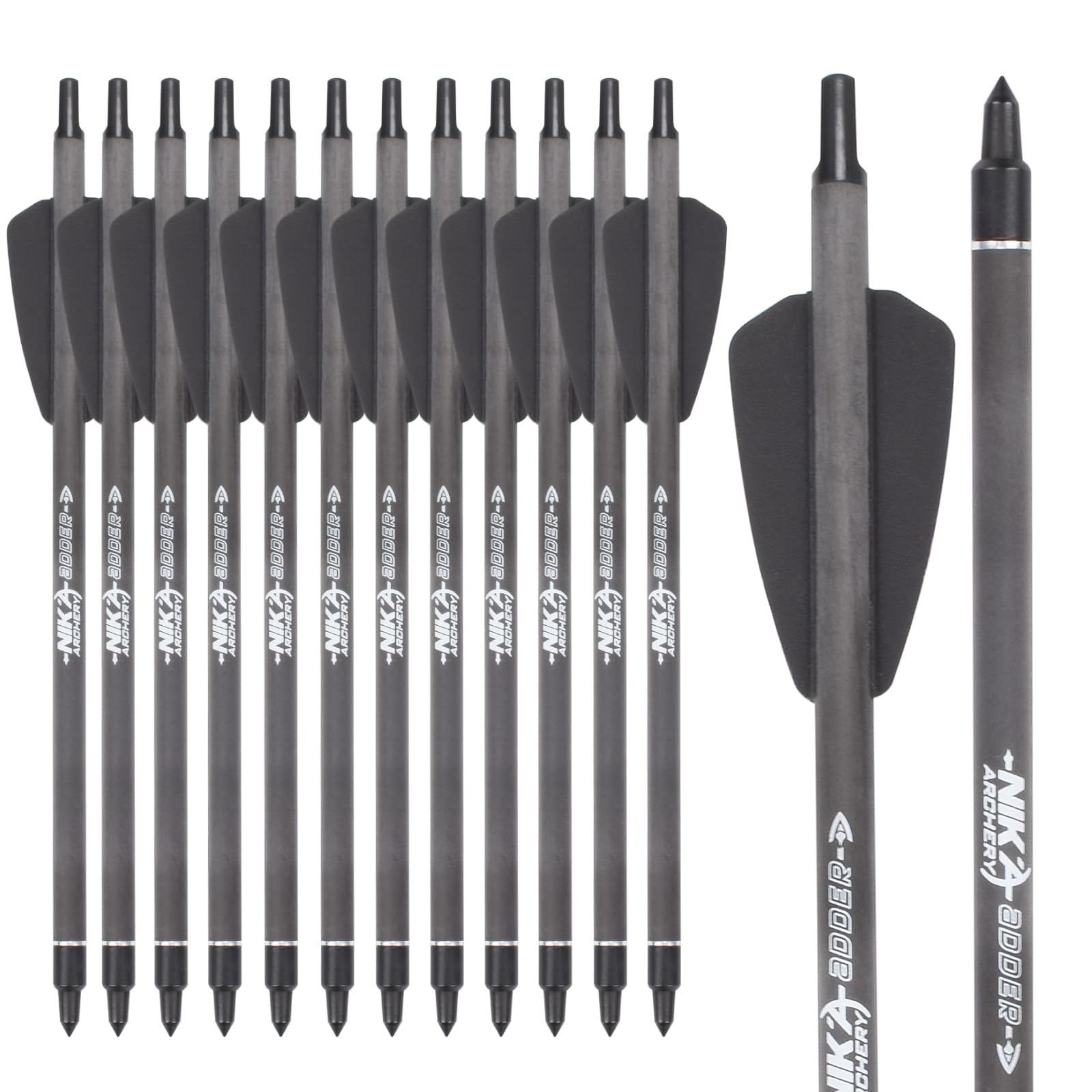 12pcs Flèches d'arbalète en Carbone 7.5 Pouces Boulons d'arbalète pour Pratiquer la Cible de tir et la Chasse Flèches pour Arbalète Carreaux d'arbalète