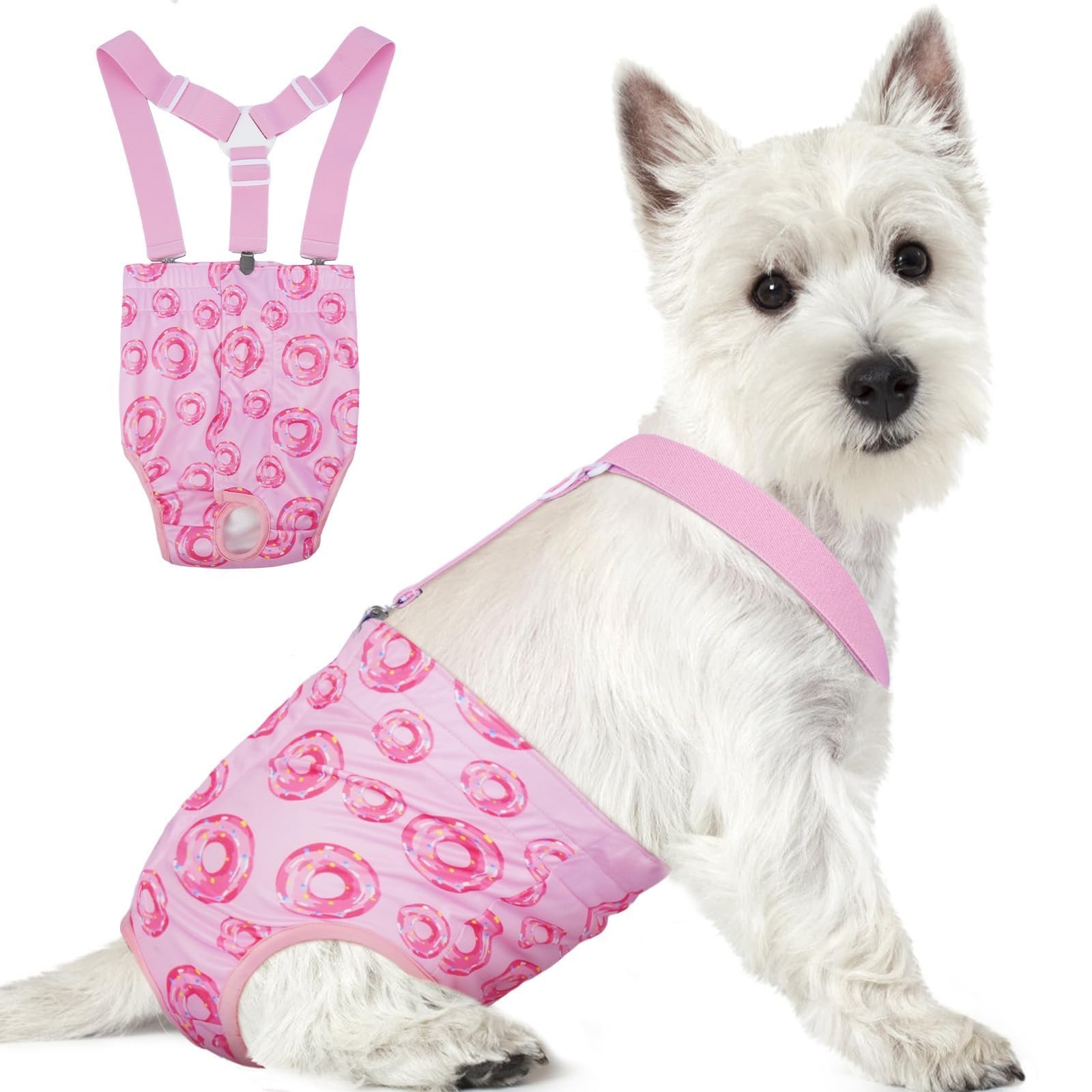 Reusable Female Dog Diapers with Suspender, Washable Dog Period Panties, Highly Absorbent Female Dogs Diapers for Heat Incontinence, Medium