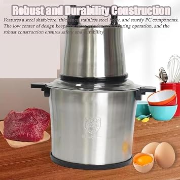 Electric Meat Grinder, 12L Commercial Food Processor with 2-Speed Function, Stainless Steel Multi-Functional Mixer for Meat, Vegetables, and Fruits