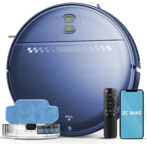 Robot Vacuum and Mop Combo, 2-in-1 Robot Vacuum Cleaner, Perfect for Pet Hair, Hard Floor and Carpet, Anti-Bump, Anti-Fall, App, Voice and Remote Control