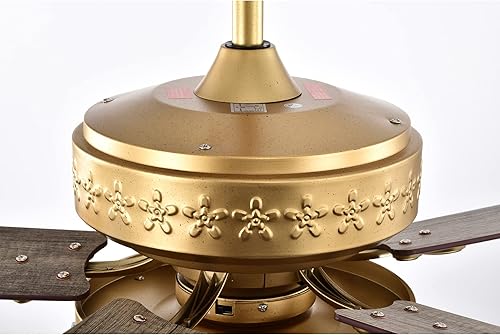 Miniatura 4 de Warehouse of Tiffany Naja - Ventilador de techo de cristal dorado antiguo de 52 pulgadas con control remoto, grande (AW01W02AG)