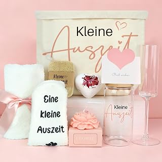 Kleine Auszeit Geschenkkorb, Geschenke für Frauen, Wellness Geschenk, Entspannung Geschenkidee, Inspirierende Geschenk Freundin für Mama, Schwester, Beste Freundin, Geburtstag Muttertag Weihnachtstag