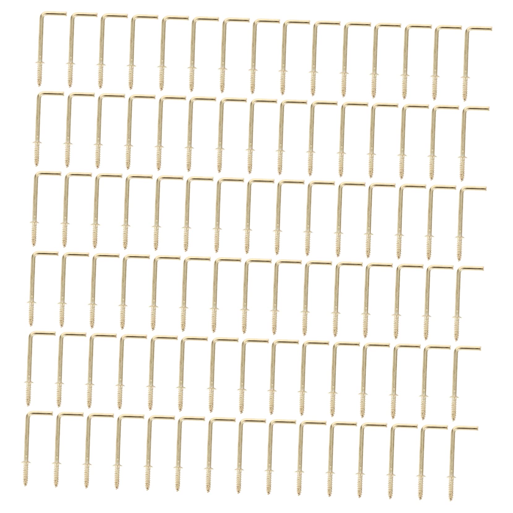 Unomor 100pcs Seven-Character Hook Gold Right Angle Screw Hook Picture Frame Hooks Ceiling Hook Self Tapping Screws Self-Tapping Screw Hooks Screw Hooks Heavy Duty Hanger Hooks Steel
