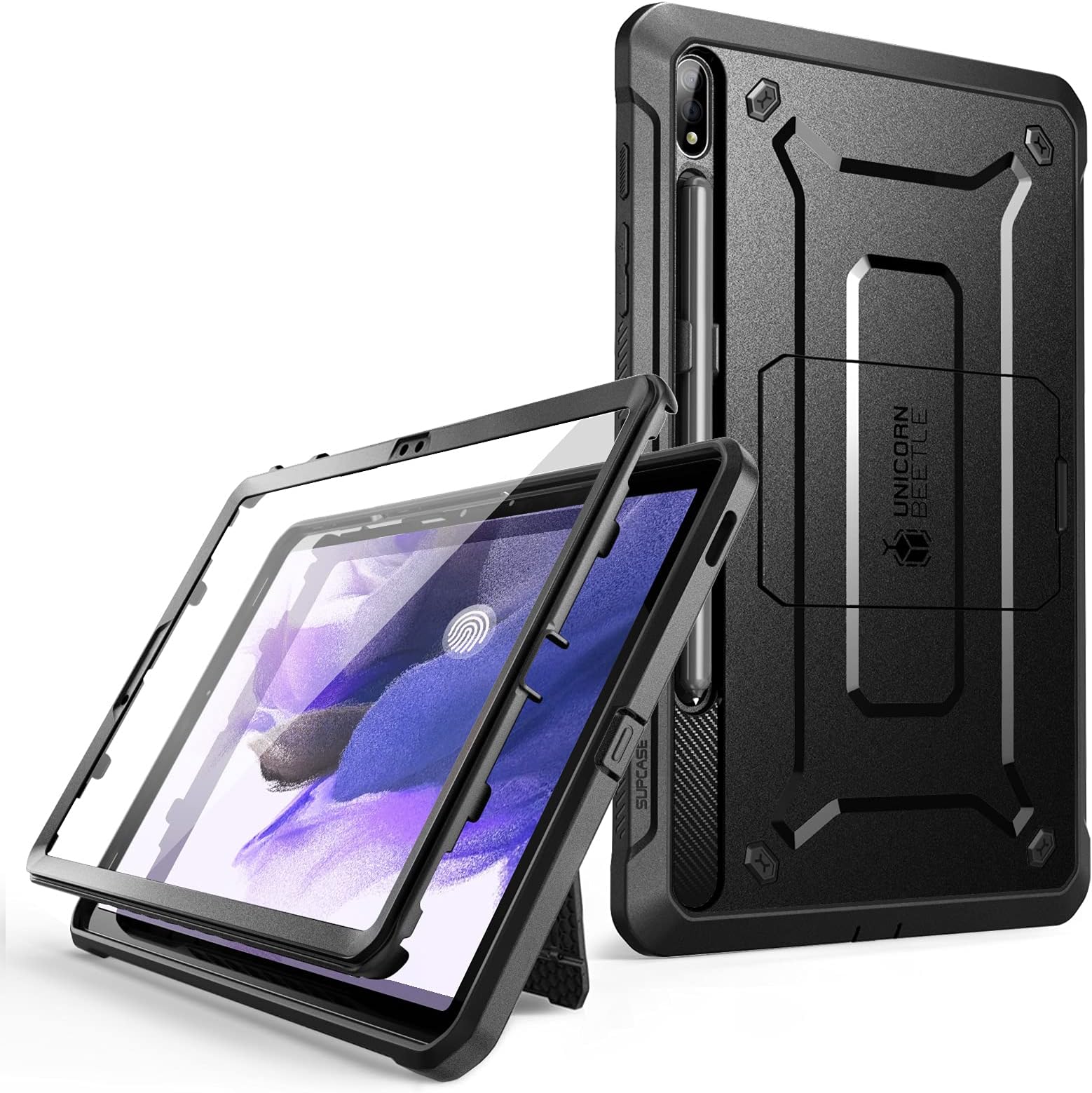 SUPCASE [Unicorn Beetle PRO Series] Case Designed For Galaxy Tab S7 FE Case (2021 Release), Full-Body Rugged Protective Case with Built-in Screen Protector - Black