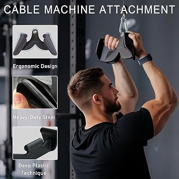 LAT Pulldown Attachments, Wide Grip LAT Pull Down Bar, T Bar Row Attachment, V Bar Tricep Bar, Strength Training Back Bar for Home Gym Exercise Cable Machine