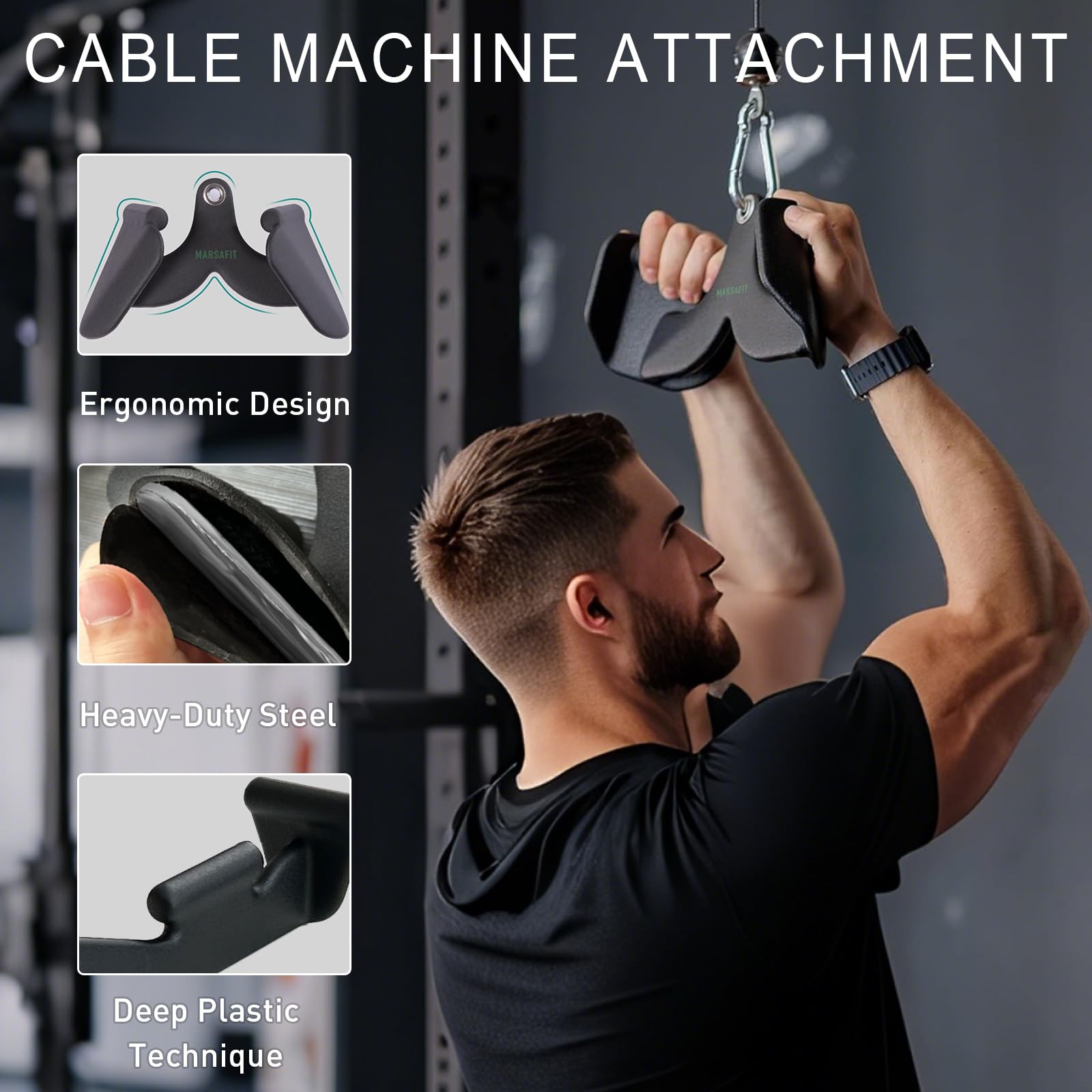 LAT Pulldown Attachments, Wide Grip LAT Pull Down Bar T Bar Row Attachment,V Bar Tricep Bar, Strength Training Back Bar for Home Gym Exercise Cable Machine