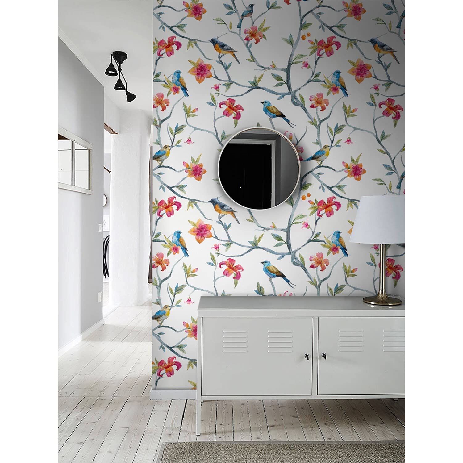 Papier peint intissé haut de gamme motif oiseaux de printemps en tissu meuble