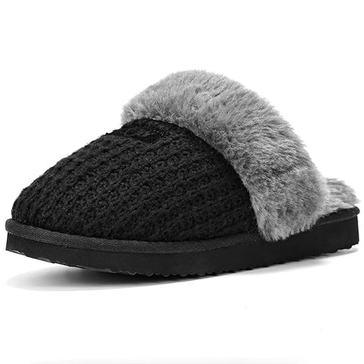 OOW Cozy House Slippers for Women with Memory Foam Soft Warm Fuzzy Slippers Women Home Womens Slipper Shoes for Indoor