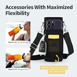 WixByti 40 oz Insulated Water Bottle with Straw (Cold for 48 Hrs), Stainless Steel Triple Wall Vacuum Sports Water Jug, Leakproof Hydro Cup Flask with Paracord Handle & Straw Spout Lids & DIY Stickers