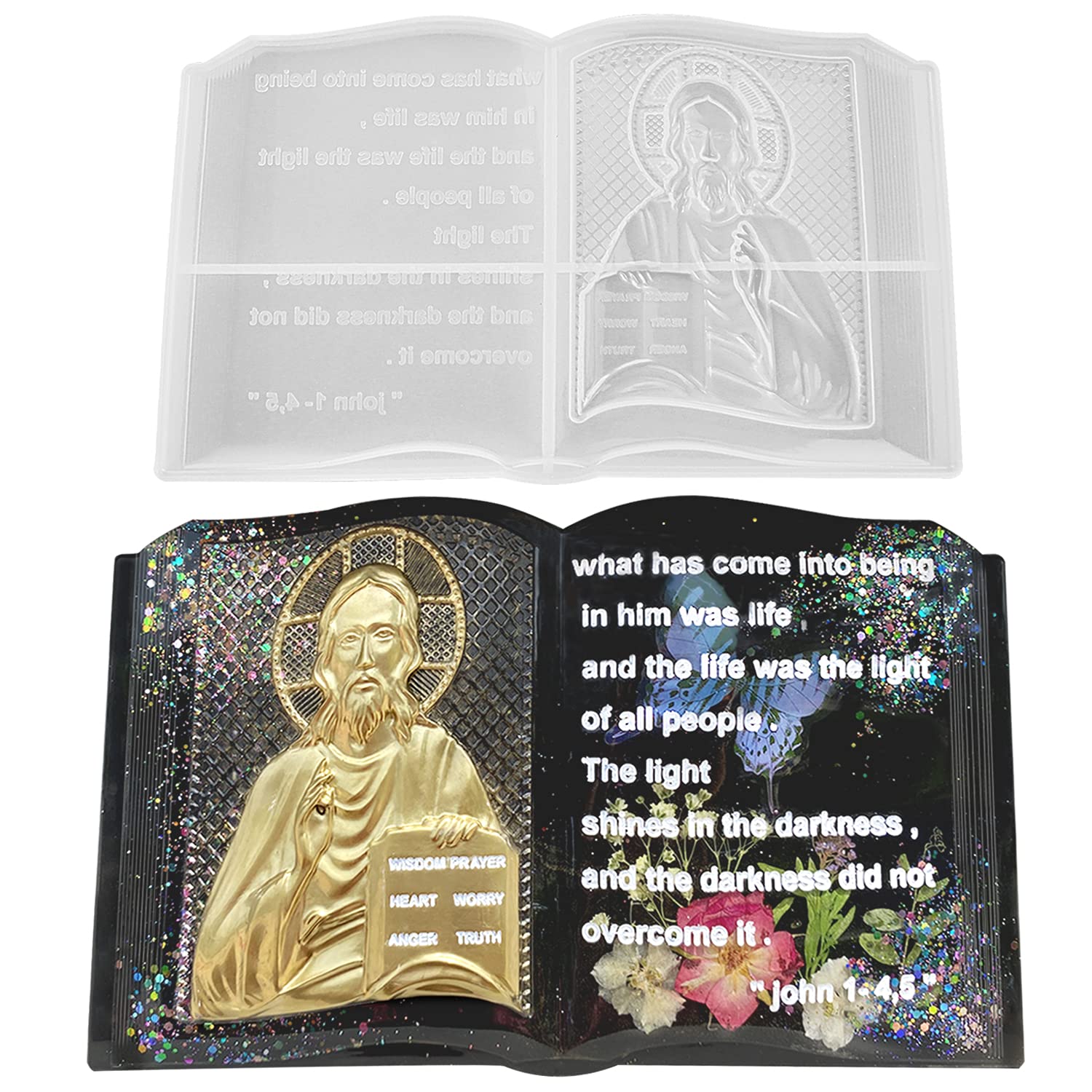 Buy RESINWORLD Large 3D Holy Bible Resin Mold Silicone, Jesus Mold for