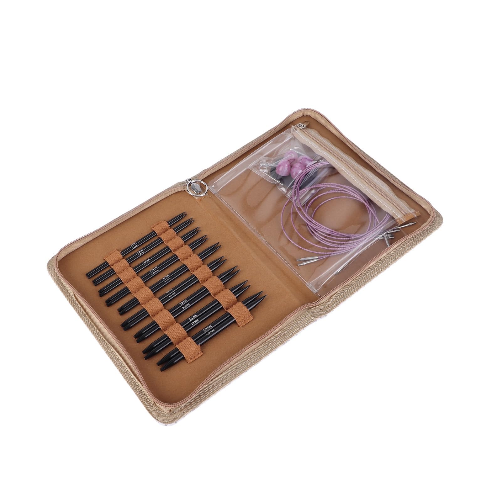 Juego de agujas de tejer circulares, juego de agujas circulares ergonómicas intercambiables de 3 a 6 mm con bolsa de almacenamiento para manualidades, entusiastas, tejedores, principiantes