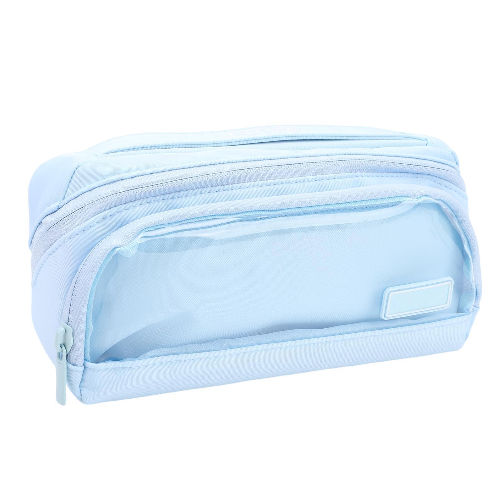 Muiltvoe Pencil Pouch, Large Capacity Canvas Pen Bag with Transparent Compartment, for School Office Travel Stationery Organization