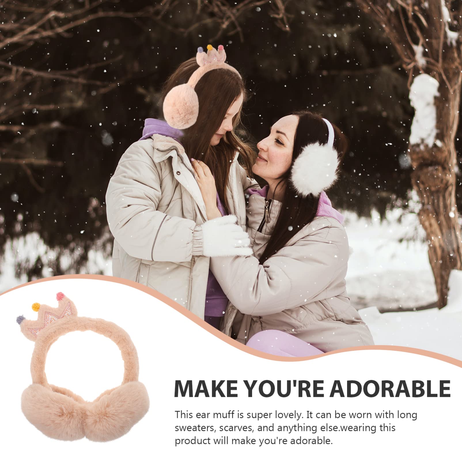 WOFASHPURET Skin-friendly No Odor Children's Earmuff Thick Fashionable Crown Design Random Color