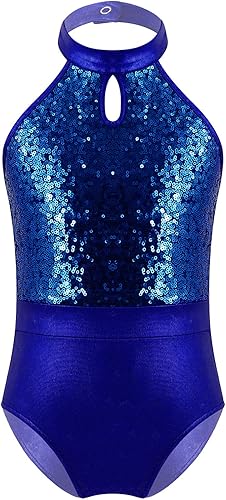 Jhaoyu Leotardo de ballet para niñas, sin mangas, con lentejuelas, para gimnasia, bailarina, actuación, traje de bailarina