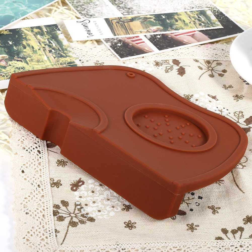 Akozon Tamping Mat 1Pcs Anti-slip Espresso Coffee Tamper Tamping Holder Silicone Mat Pad Coffee Color/Black Color (Coffee)