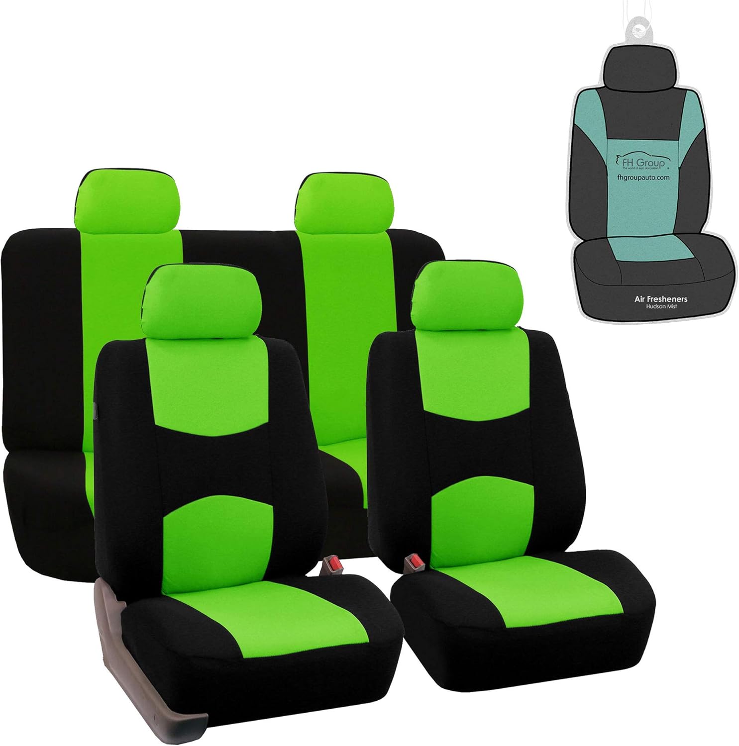 FH Group Automotive Car Seat Covers Green Full Set Flat