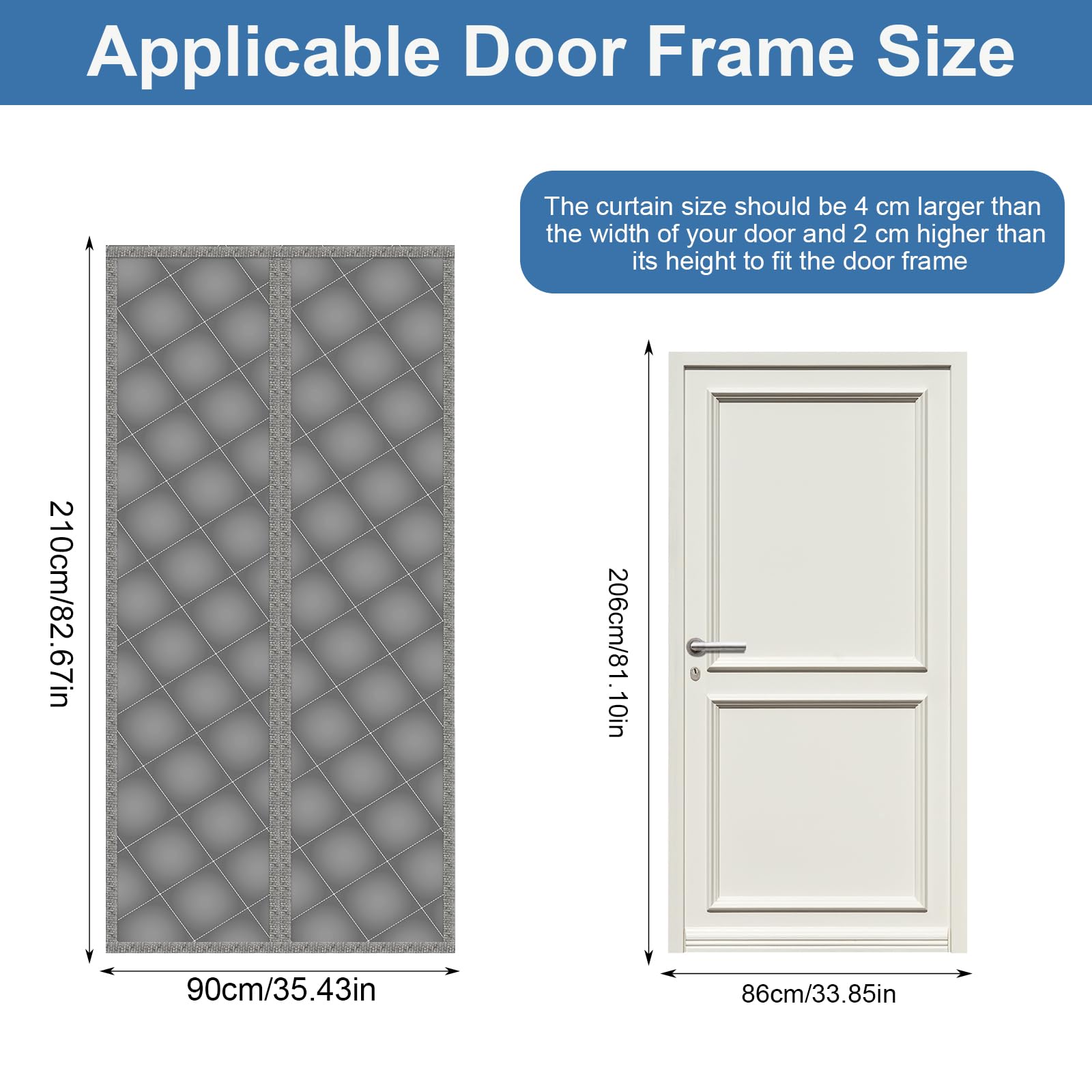 90 x 210 cm cortina térmica para puerta protección contra el frío, cortina magnética de protección térmica para puertas, cortina térmica para interiores, aislamiento térmico, sin agujeros, para puerta
