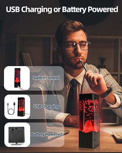 Miniatura 4 de Otdair Lámpara de lava para adultos, lámparas de lava de volcán alimentadas por USBbatería, lámparas de lava para niños, niñas, niños, adultos,