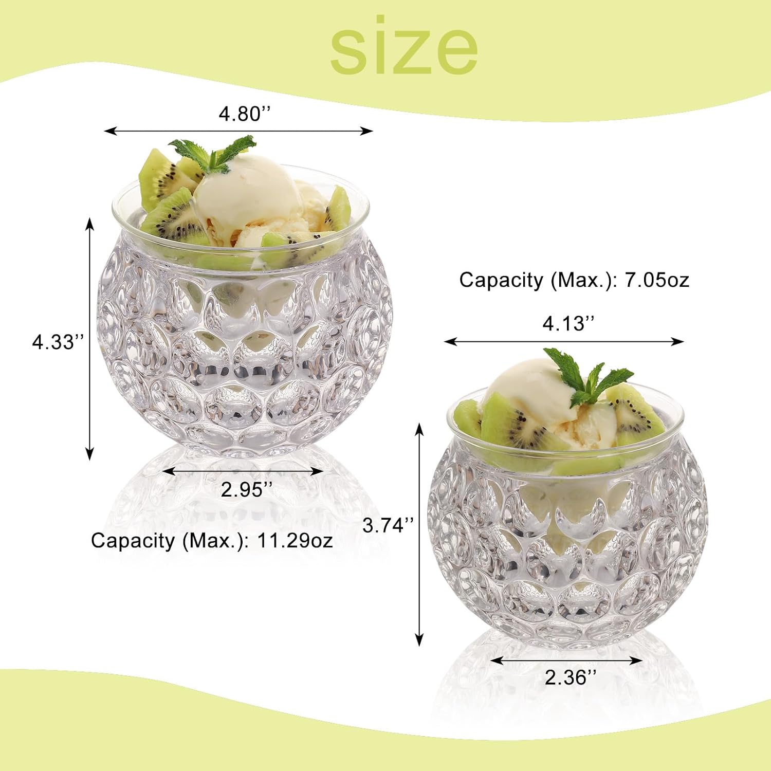 7oz Caviar Server Set Martini Glasses with Textured Circular Indentations Chiller Clear Glass Chilled Bowl for Wine Shrimp Cocktail Serving Dish for Ice Cream Appetizer Salsa
