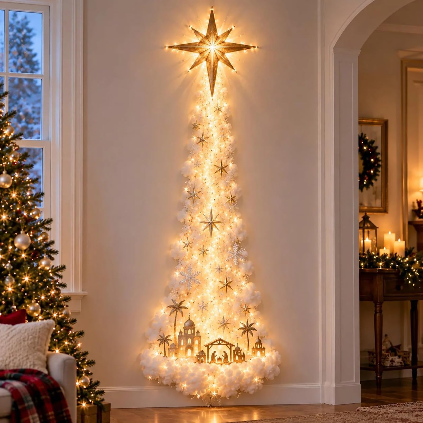 Christmas Magic Trail Wall Light, LED Christmas Wall Decor (Bethlehem Star)