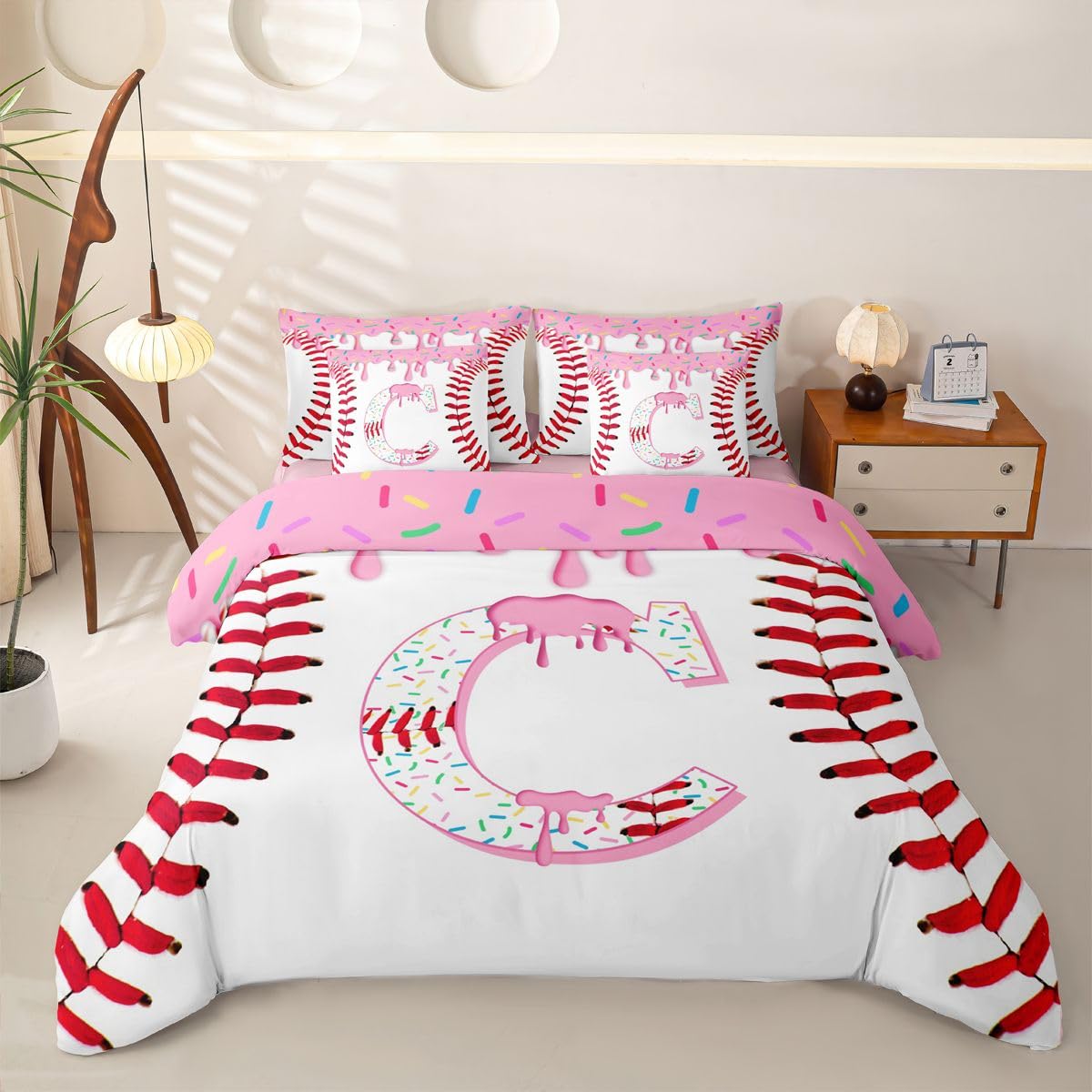 Homewish Baseball Anfangsbuchstabe C Bettwäsche 155x220 7teilig
