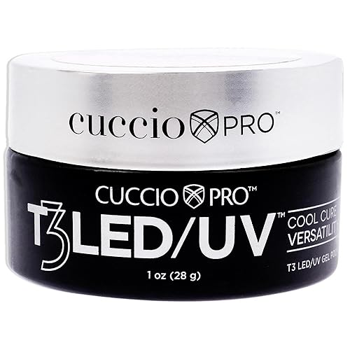Cuccio Pro T3 Gel de versatilidad de curado frío LED/UV, autonivelante, increíblemente flexible, fuerte adherencia, acabado de alto brillo,