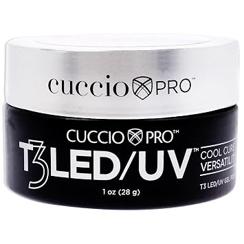 Cuccio Pro T3 LED/UV Cool Cure Versatility Gel - Self-Levelling - Incredibly Flexible - Strong Adhesion - High Shine Finish - Fast Application - Quick Cure - Barbie Glitter - 1 Oz Nail Gel