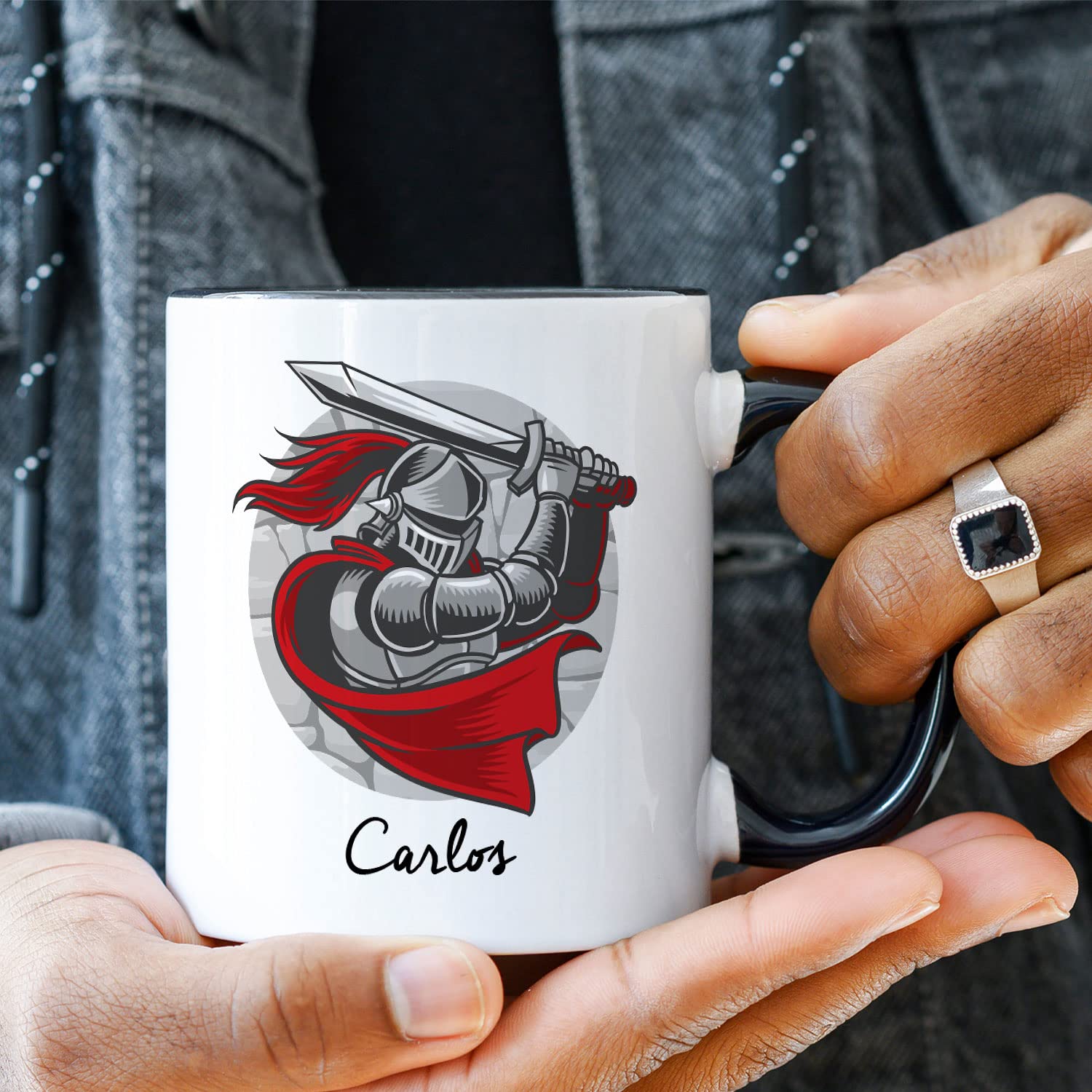 Tazza stampata con motivo – Cavallo – Personalizzato con nome – Regalo per bambini per l'inizio della scuola – Regalo per ragazzi e ragazze – Colore biondo – nero e bianco