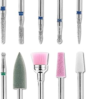 Cobee 10 Pcs Nail Drill Bits Set, 3/32" Tungsten Steel Drill Bits for Cuticle Nail Cutter Diamond Cone Shape Carbide Bit Cuticle Remover Nail Extension Bits for Acrylic Gel Nails Cuticle Manicure Tool