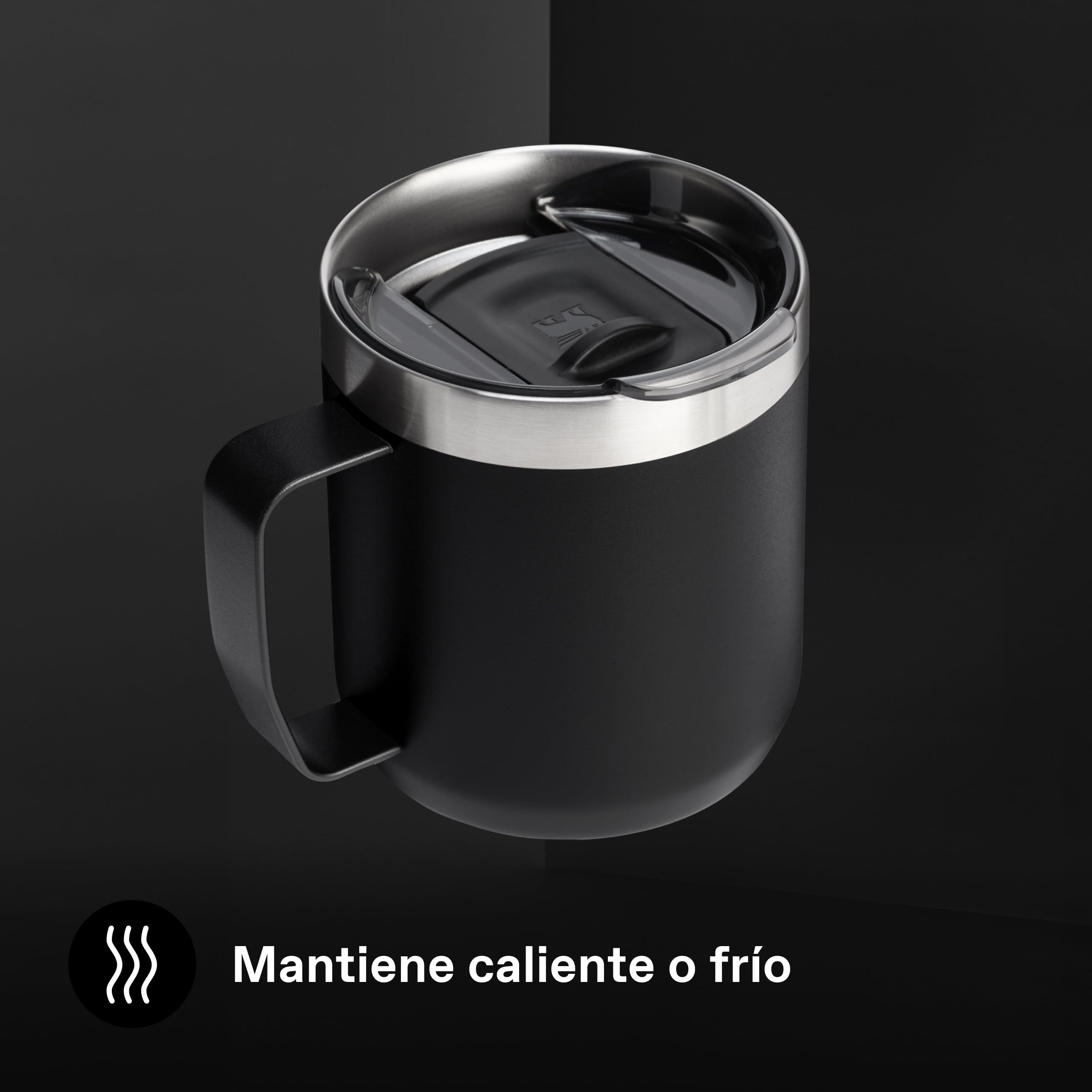 STANLEY Classic Legendary Camp Mug Termo Café 0.35L - 1.5 Horas Caliente - 3 Horas Frío - Vaso Cafe para Llevar - Apta Para Lavavajillas - Vaso Termico de Acero Inoxidable - Black 2.0