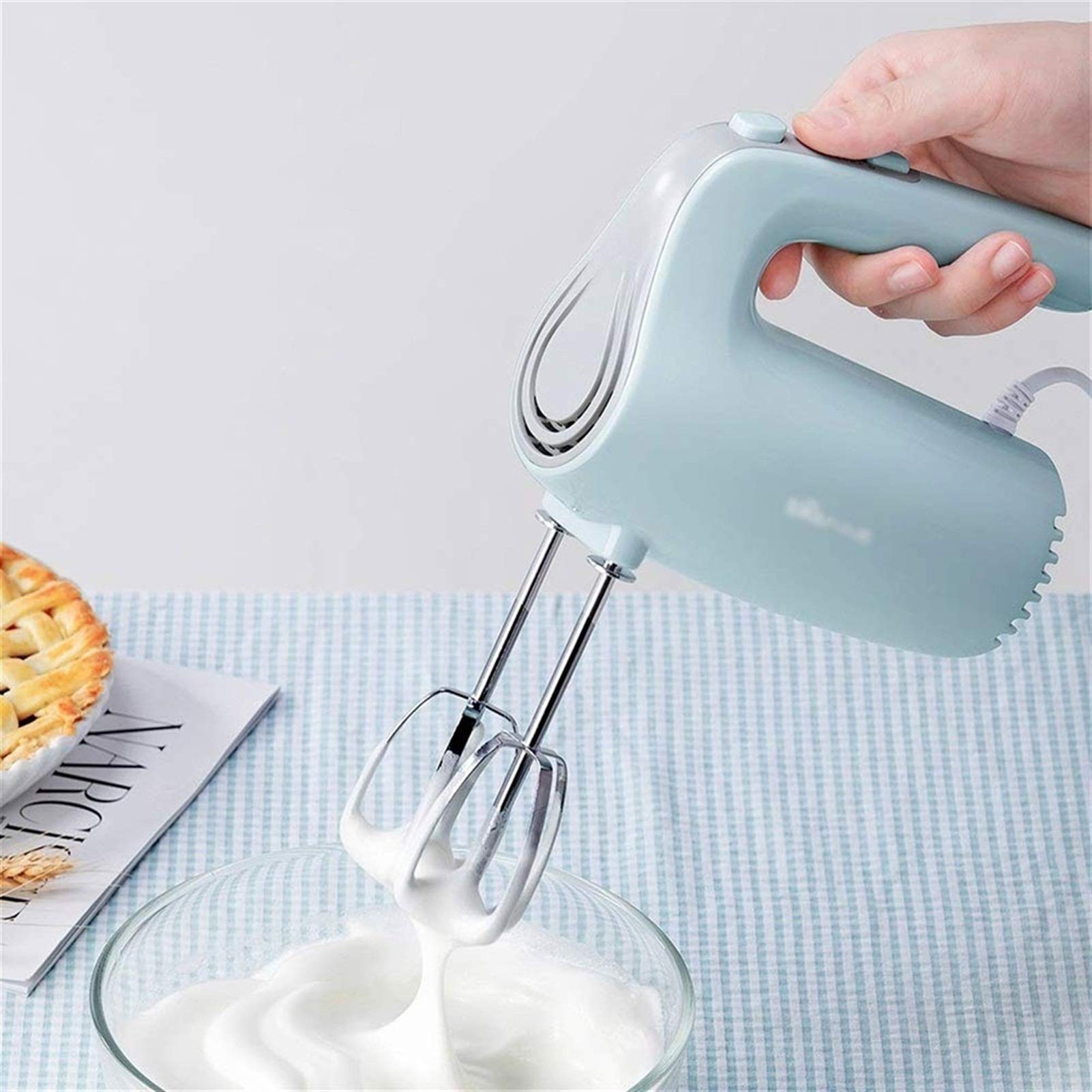 Sbattitore Elettrico Frusta Elettrico 5 velocità Turbo Mixer Portatile 125W Potenti miscelatori manuali da Cucina con Pulsante di espulsione Facile