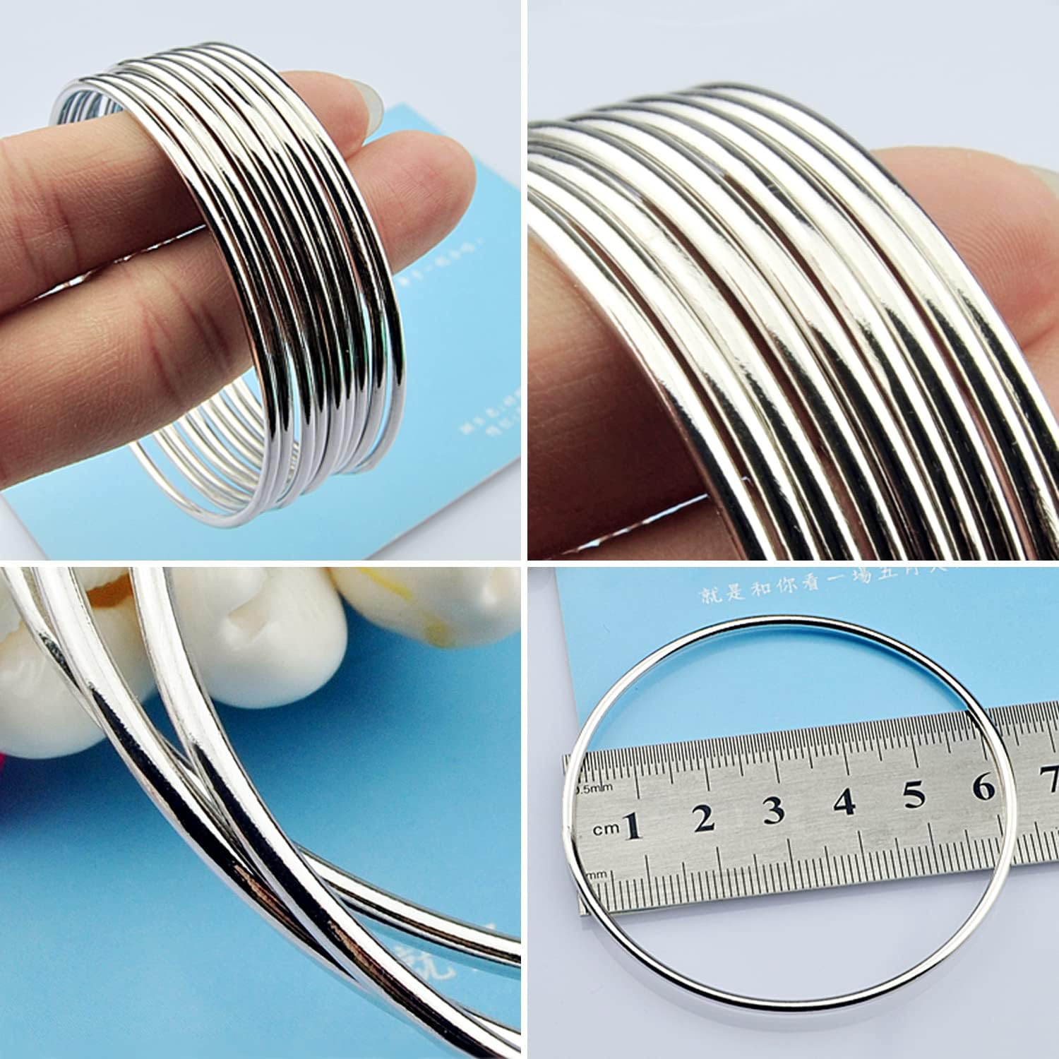 H&Beautimer 925 Sterling Silver Bracelet for Women's Italian Handmade Solid Bangle 2/3/4/5/6/7 Set Rose Gold Fine Jewelry With Gift Box - Image 6