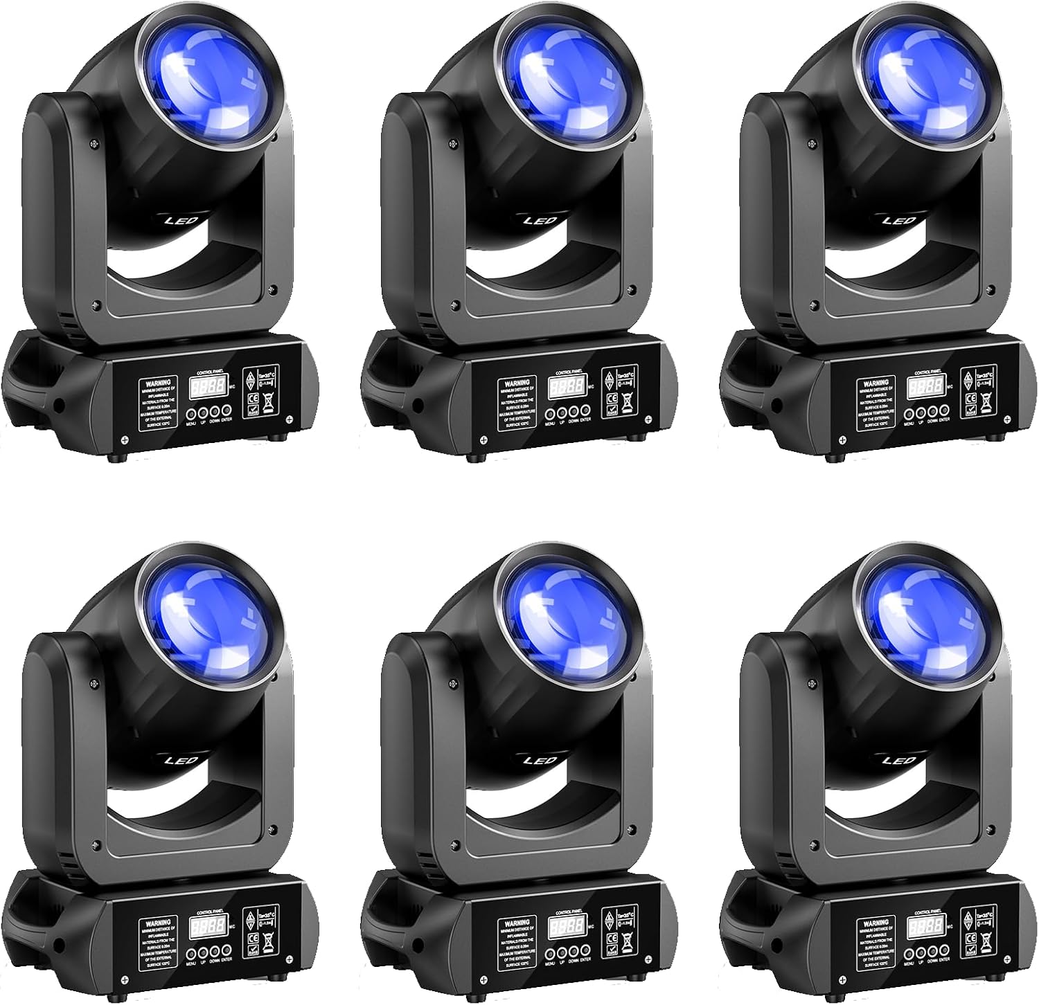 6-Pack U`King 150W Moving Head Lights,18-Facet Prism Stage Beam Light Mini Compact DJ Party Lights Beam Spotlight by DMX and Sound Activated