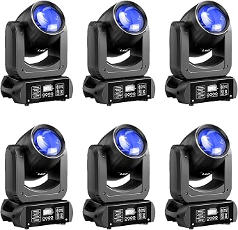6-Pack U`King 150W Moving Head Lights,18-Facet Prism Stage Beam Light Mini Compact DJ Party Lights Beam Spotlight by DMX and Sound Activated