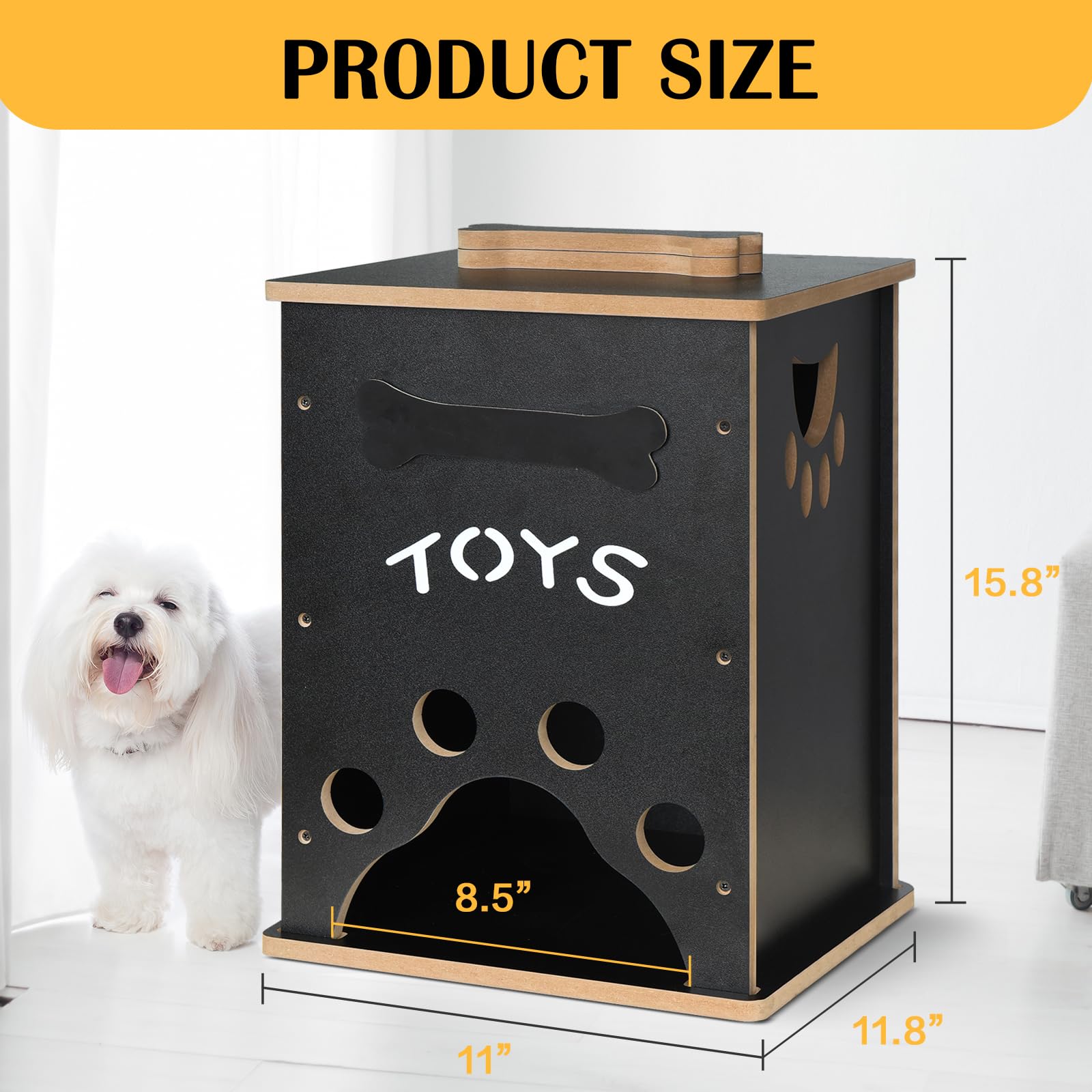 Amazon.co.jp: ugiftt ブラックドッグおもちゃバスケット、木製犬の