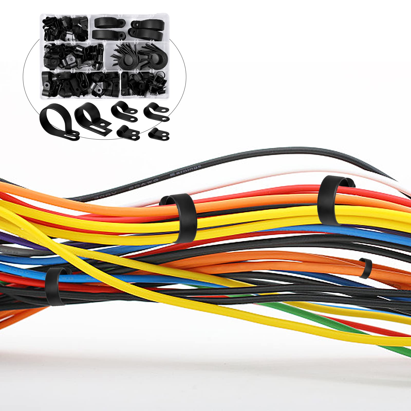 Kit 160 Morsetti Cavo Nylon Tipo R - 8 Misure Per Gestione Cavi Elettrici E Condotti - Foto 6