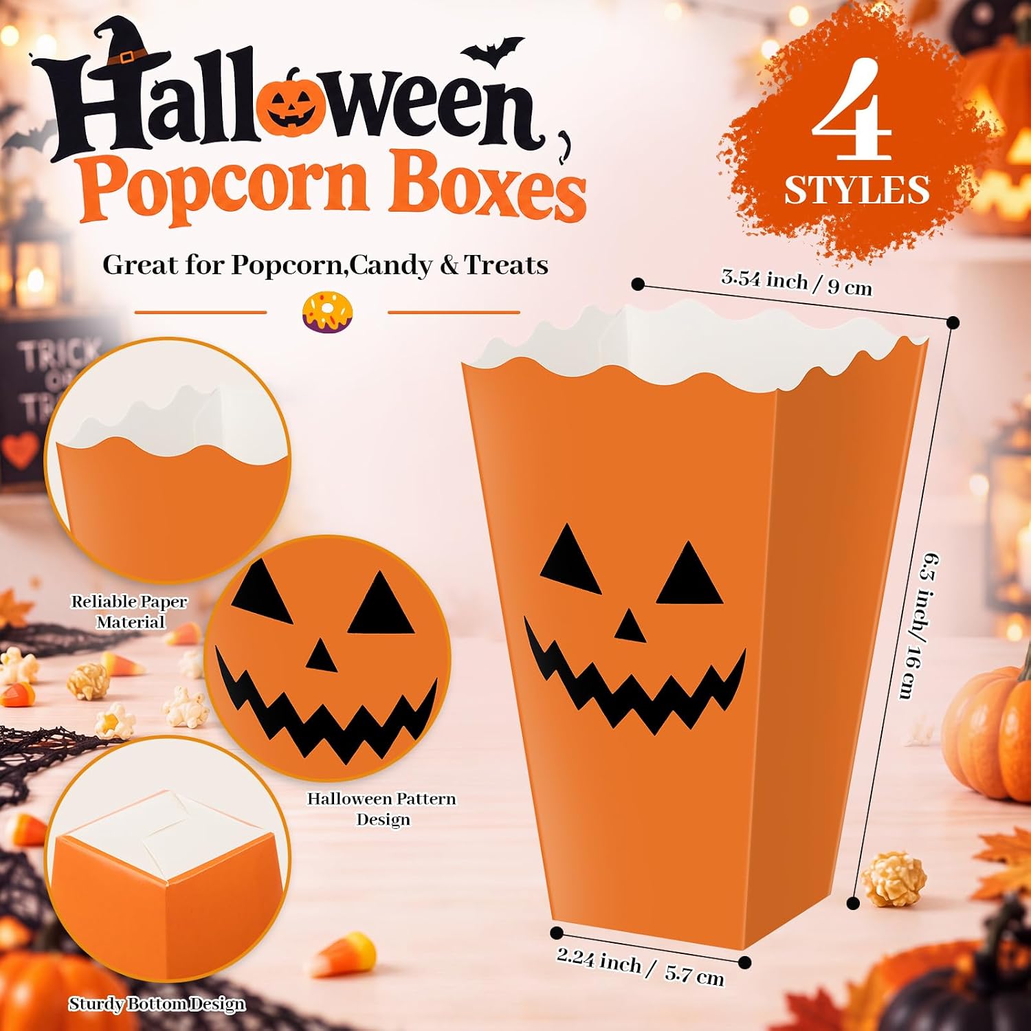 Faccito 24 Pack Halloween Boxes Pumpkin Mummy Black Cat Snack Boxes image 3