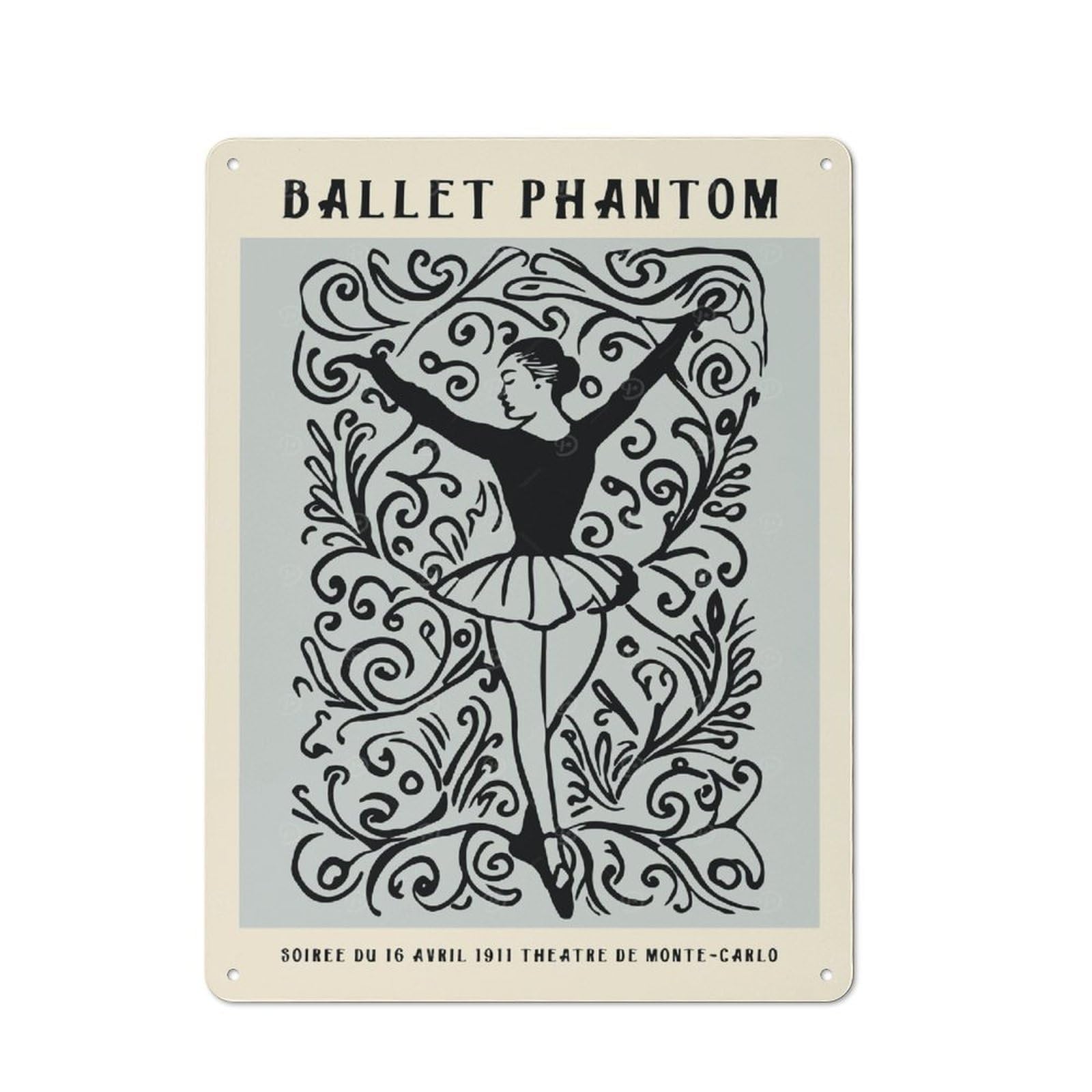 Junmoney Style-10 Monte Carlo Ballet Fest Everyday Metal Wall Decor 40X30cm, Vintage Metal Sign For Hallway, Home Bar, Garage Or Study