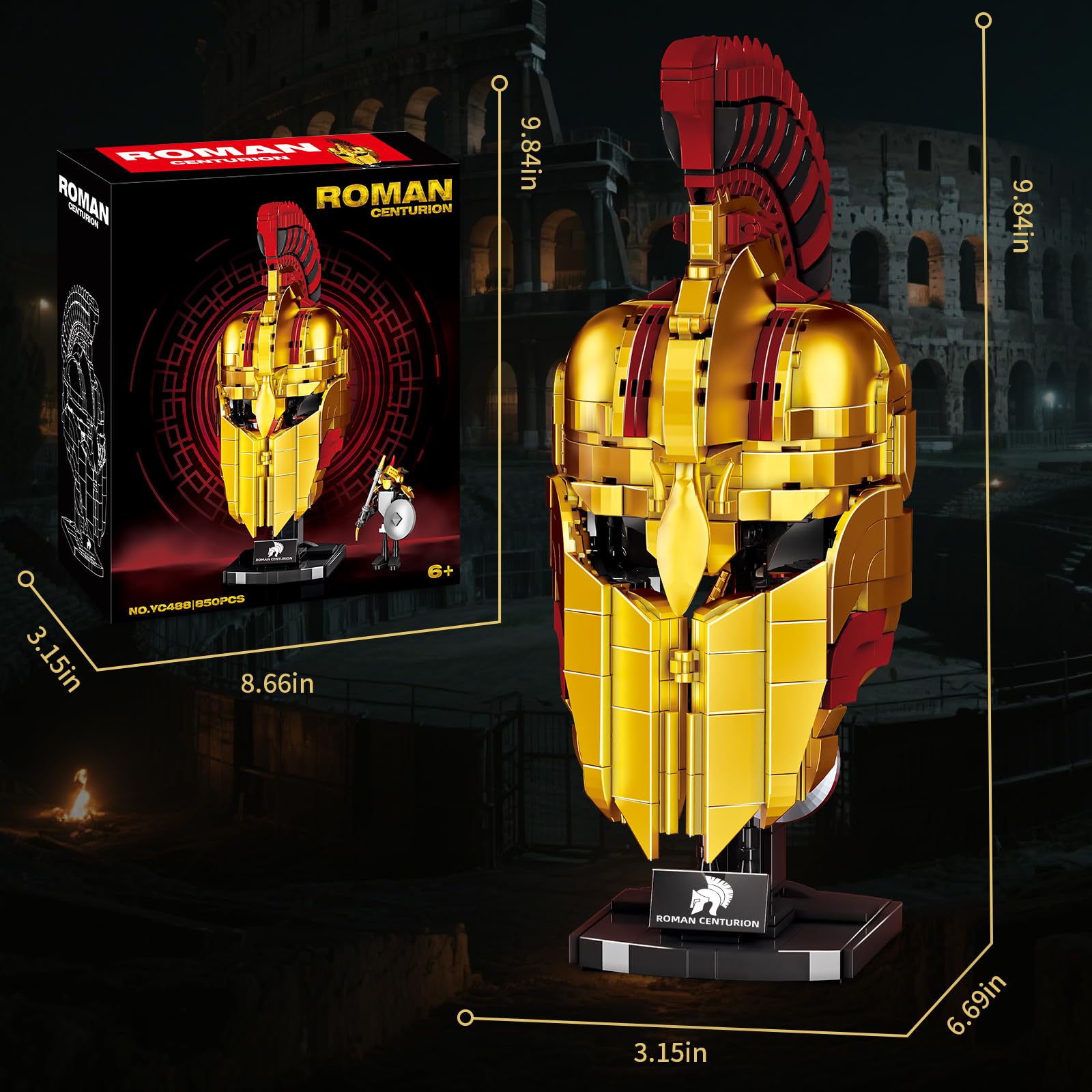 Ideas Roman Centurion Helmet Building Set, Collectible Cool Soldier Helmet Home Display Model, Compatible with Lego for Adults, STEM Gift Toy for Teens Boys 8-14 (850 PCS)