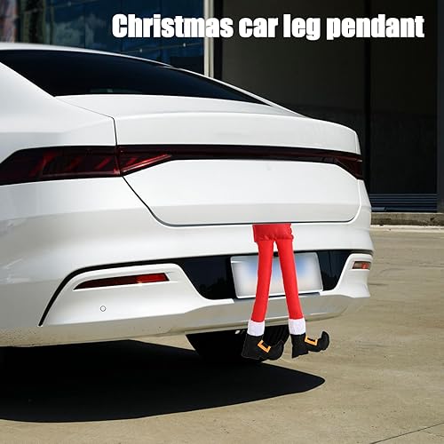 Miniatura 4 de Paquete de 1 pata de elfo de Papá Noel, colgante de pata de maletero de automóvil, decoraciones de felpa de Navidad, tronco a presión o árbol de