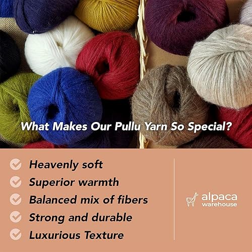 Miniatura 2 de Pullu - Juego de 3 madejas de lana merina de alpaca para bebé peso peinado procedente directamente de Perú celestial suave y perfecto para tejer y