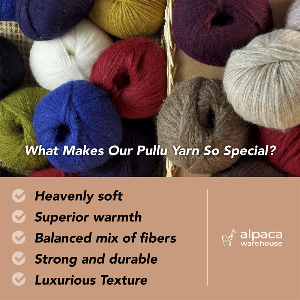 Pullu Baby-Alpaka-Merinowolle, Set mit 3 Knäueln (150 g) Kammgewicht, direkt aus Peru, himmlisch weich und perfekt zum Stricken und Häkeln (Serene Skylight)